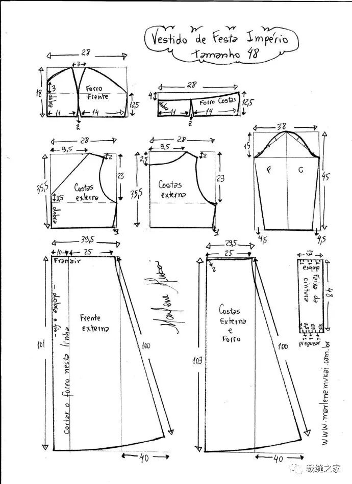 透视蕾丝深v礼服裙裁剪图