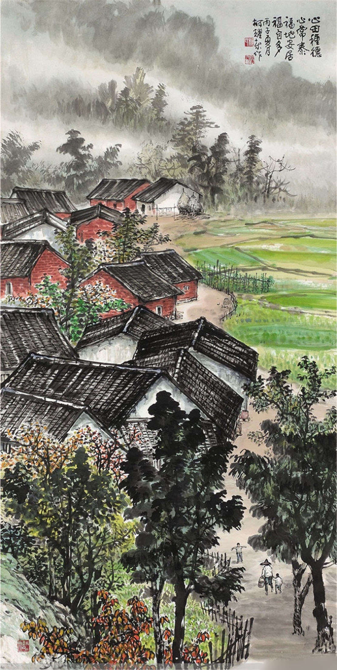 柯耀东台湾画家乡村风情蕉风农舍