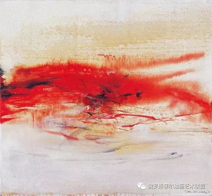 赵无极 1971年作 红色抽象 蚀刻 版画纵观赵无极的艺术成就,不仅在于