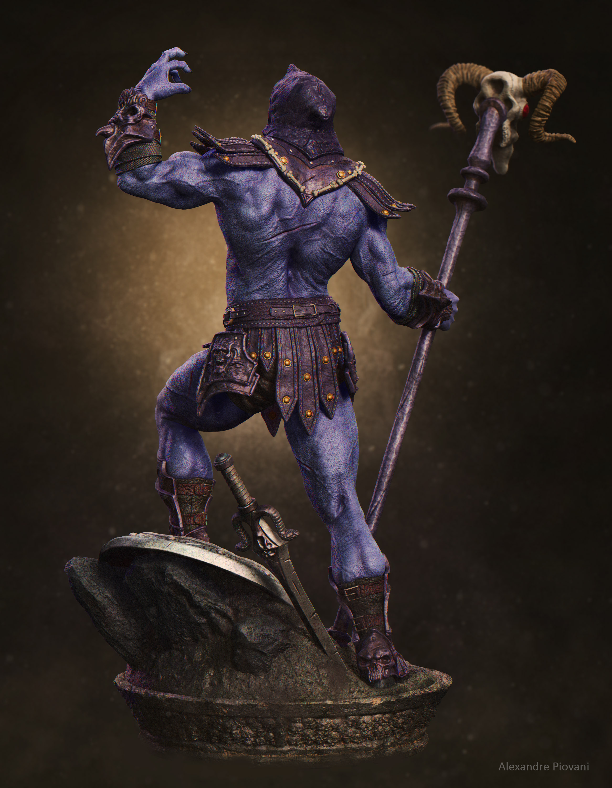 手持法杖的巫师3d建模渲染