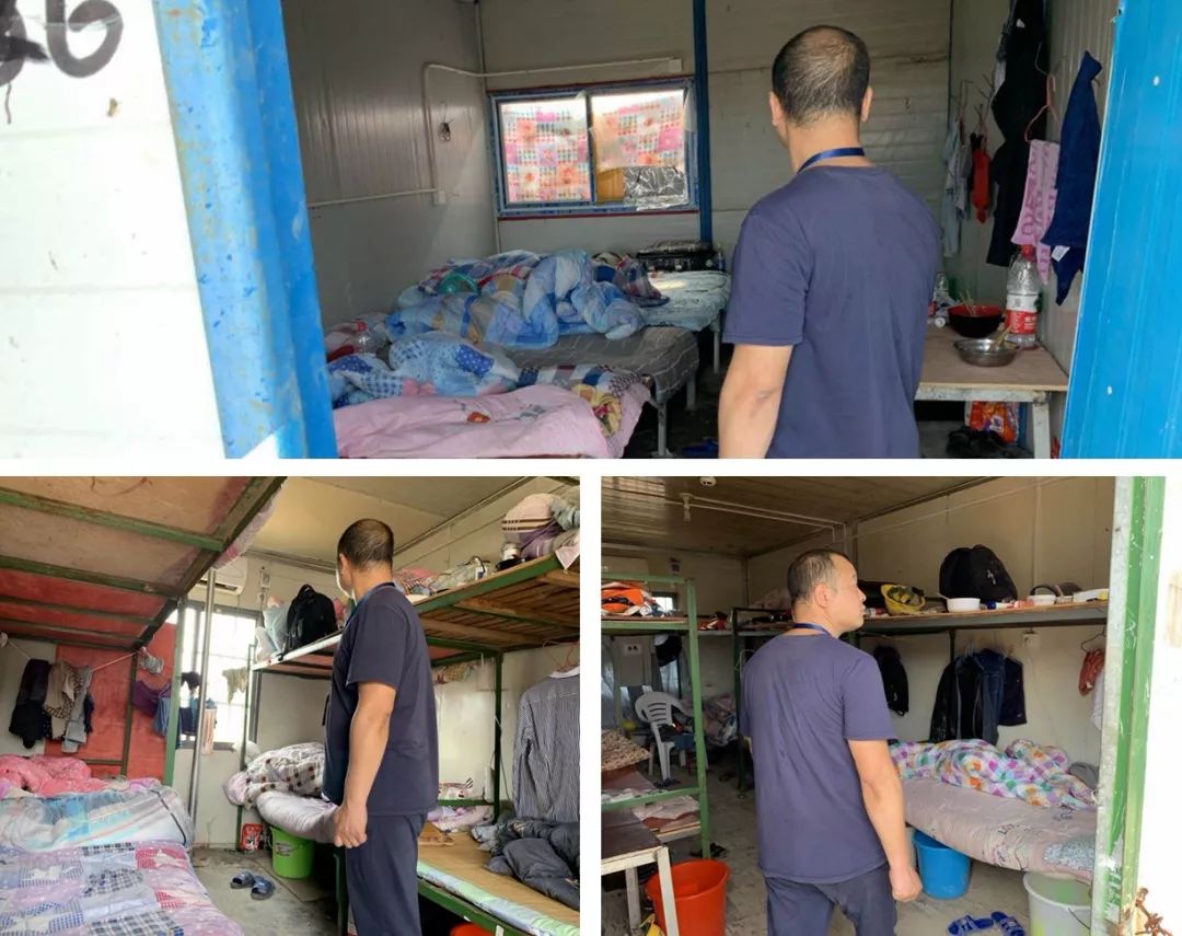 消防站对明涵装饰民工宿舍进行消防安全检查,存在私拉乱接,堆放杂乱