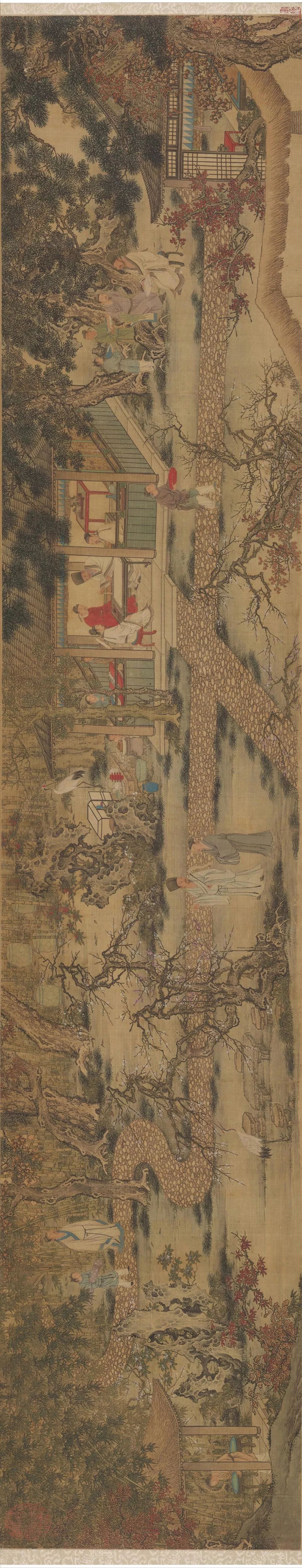 明 谢环 香山九老图 绢本设色 29.8x 148.2厘米 美国克利夫兰美术馆藏