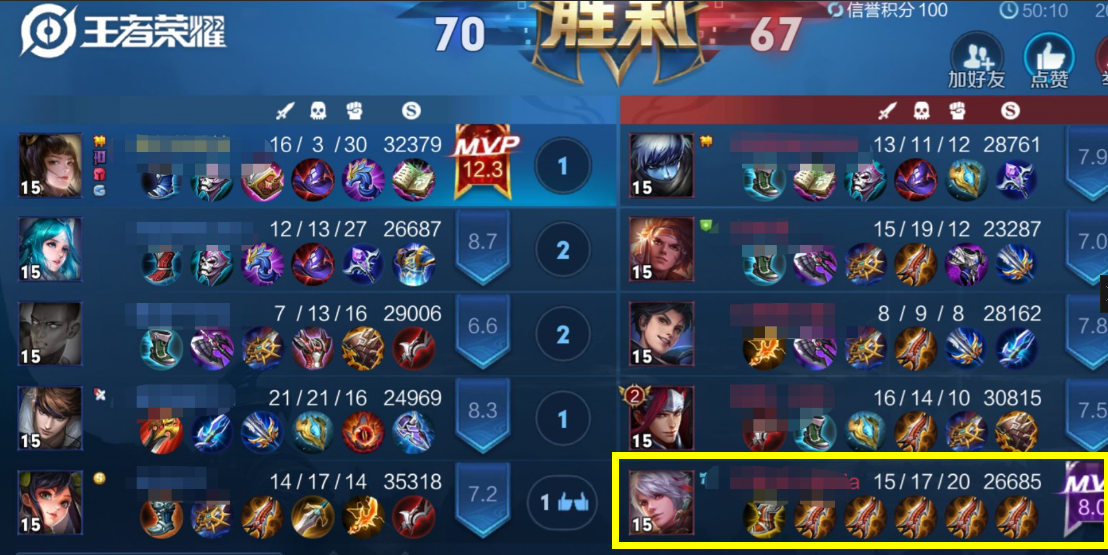 百里守约我是mvp为啥还要举报我网友你的出装太骚了