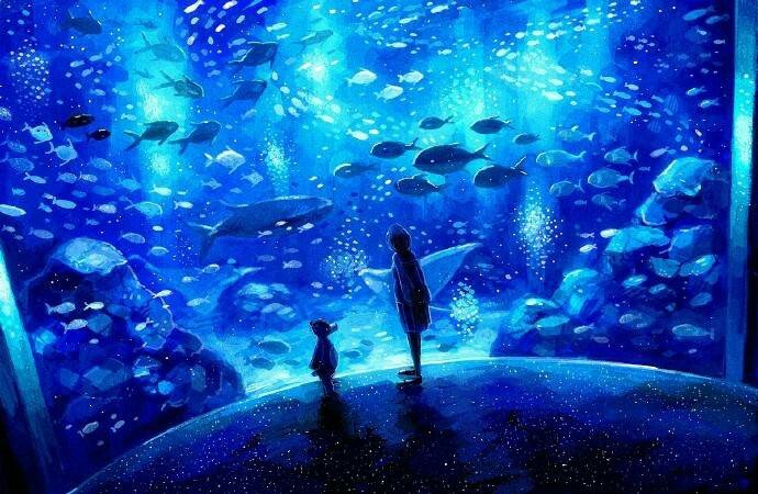 深蓝的水族馆系列插画-王氏教育