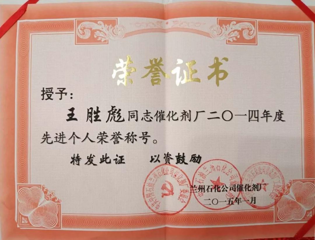 榜样风采丨催化剂厂61 青年岗位能手——王胜彪-搜