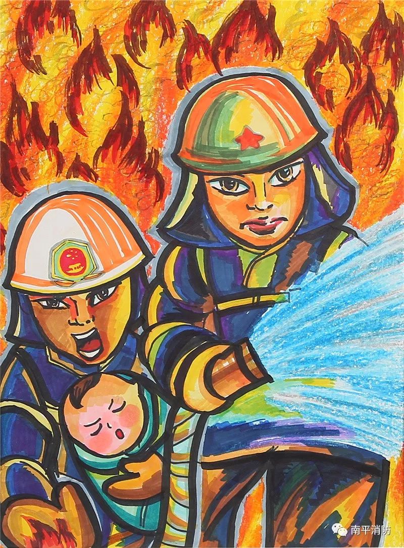 森林消防员 绘画图片