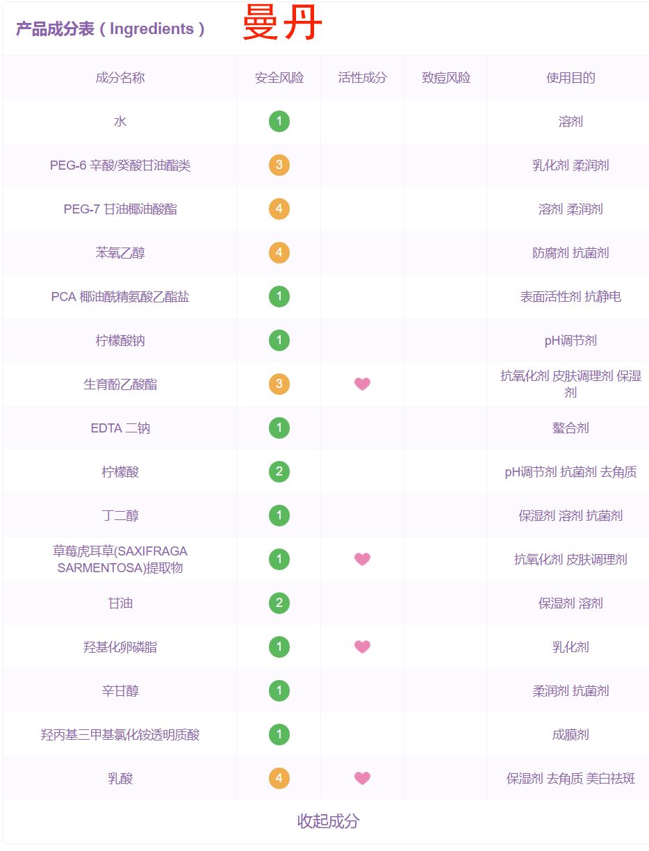 unny卸妆水成分表图片