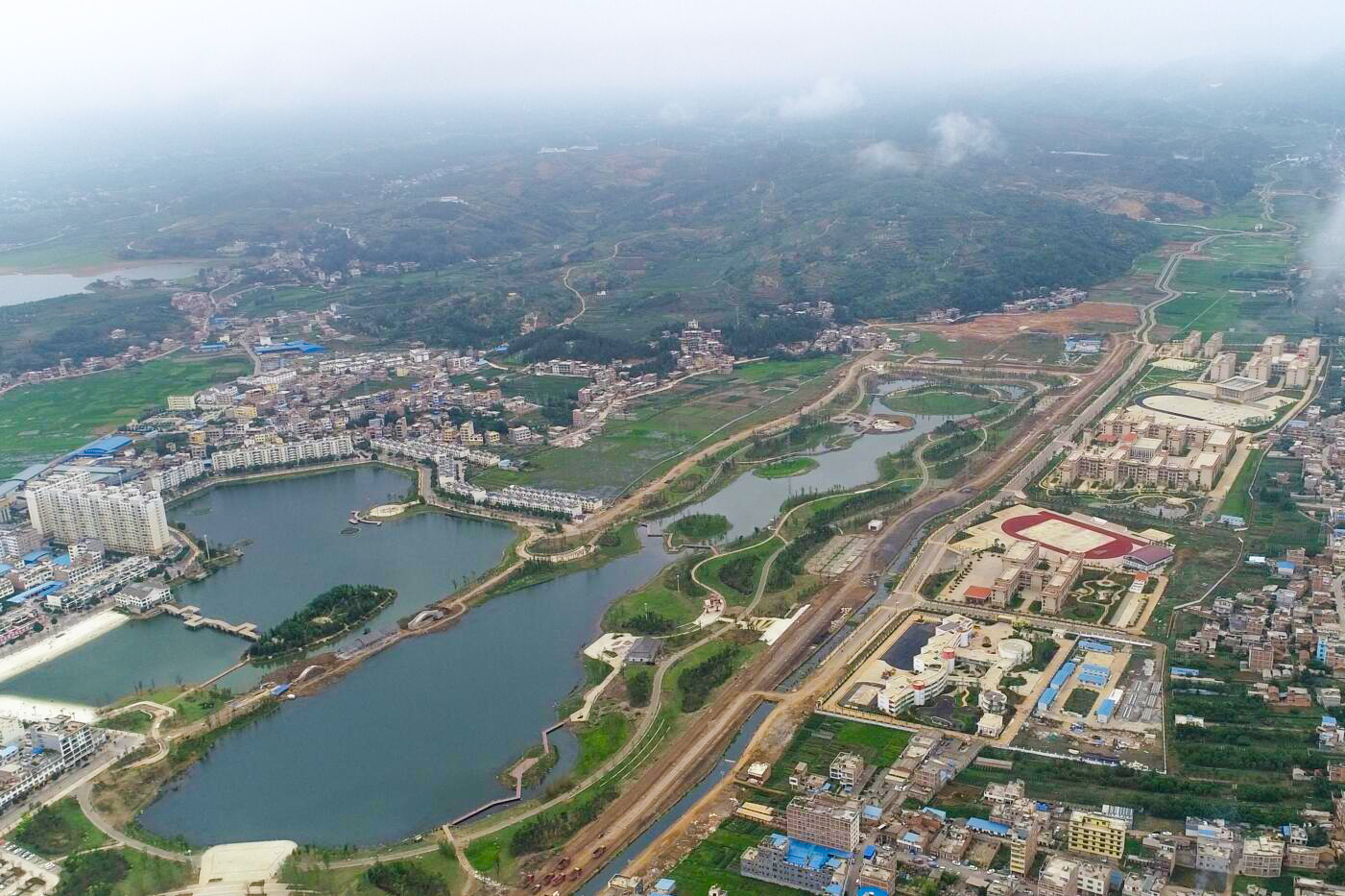 航拍鲁甸朱提文化湿地公园