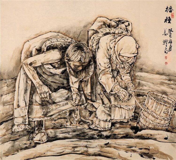 《播种》97×96cm2013年