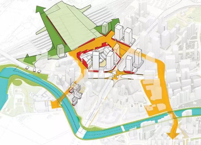 ▽ m50创意园区地块sasaki的设计打破了常规思维,没有被河流的线性