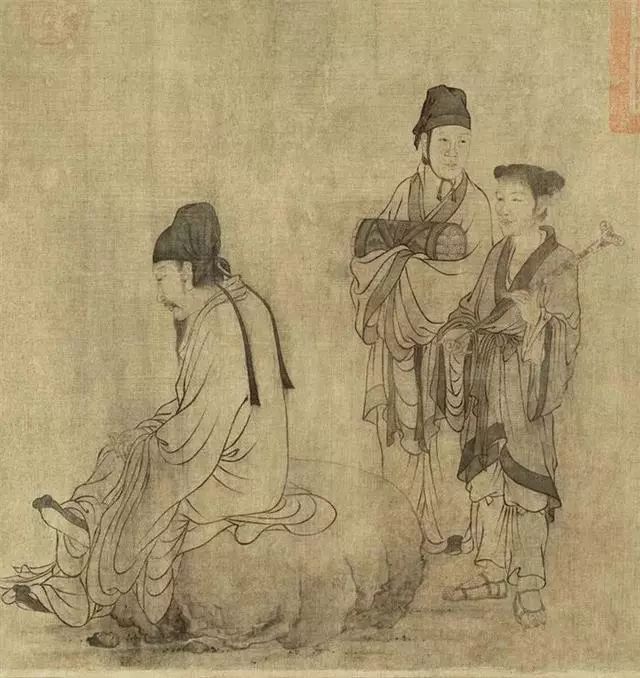 元 王振鹏《伯牙鼓琴图》_人物