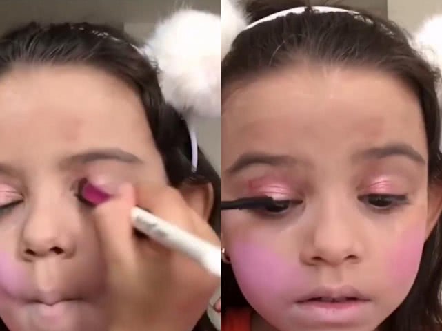 外国8岁小女孩化妆视频走红网络网友感叹化妆技术不如一个崽