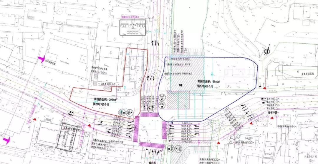 市区青年路城山路路口今起有变东侧易家桥车道整体南移西侧加一股直行