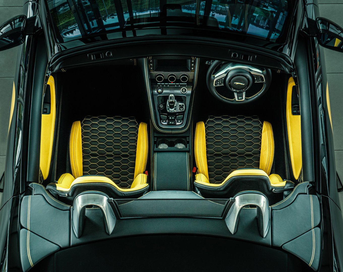 路虎捷豹ftype敞篷版改装案例墨绿黄宽体套件