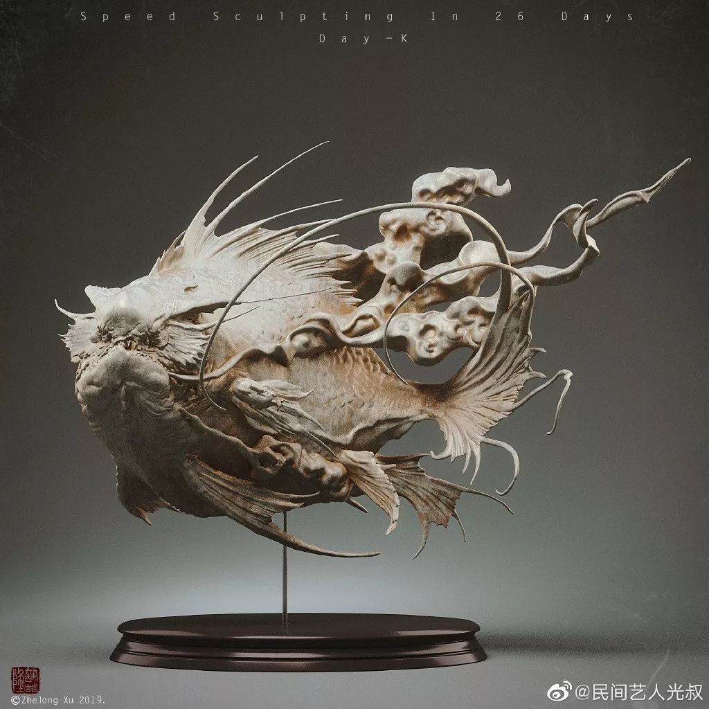 鬼神誌 | 光叔在26天里,创作了26个数字雕塑,他是这么做到的_dsmax