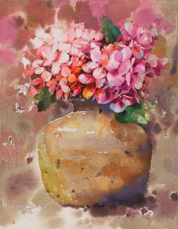 写意静物花卉水彩,朦胧中看见美