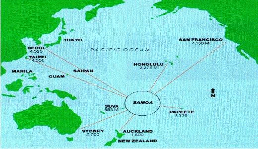 位置如下萨摩亚(samoa)地处太平洋以南,由萨瓦伊(savaii)和乌波卢