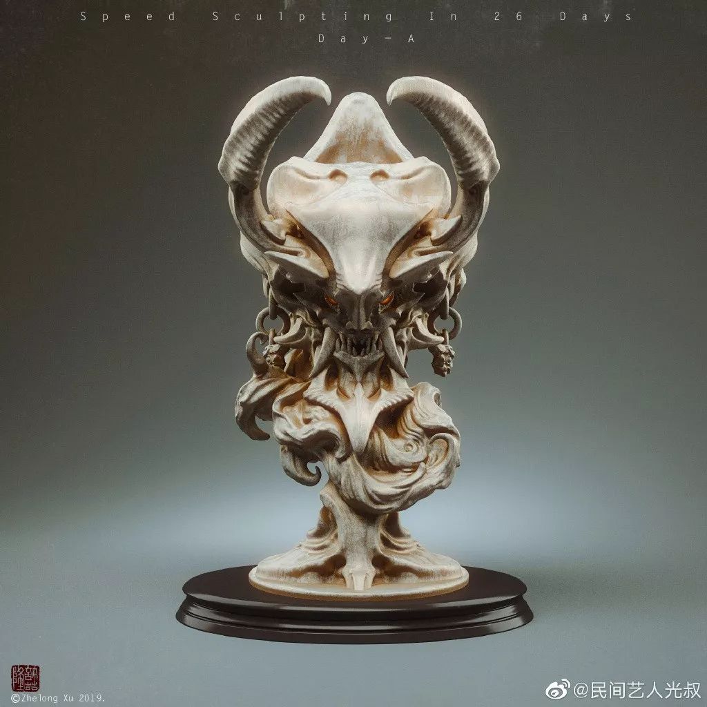 鬼神誌 | 光叔在26天里,创作了26个数字雕塑,他是这么做到的_dsmax