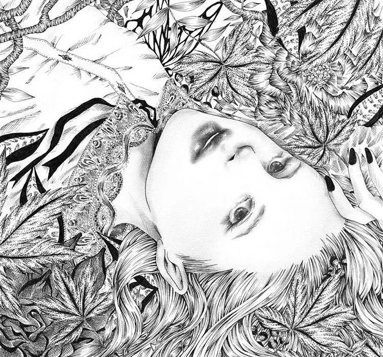 美的过分了日本插画师笔下的细密黑白线条小姐姐