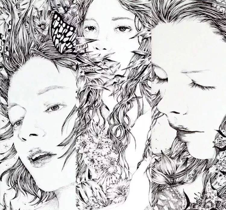 美的过分了日本插画师笔下的细密黑白线条小姐姐