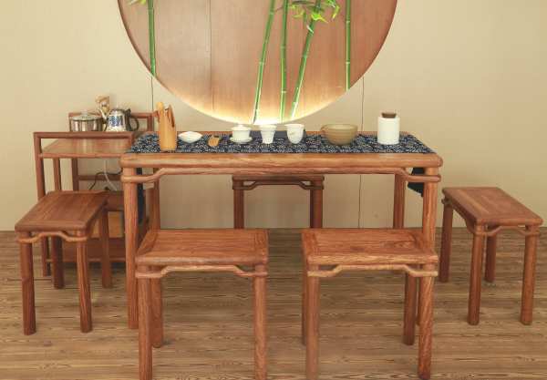 文创刺猬紫檀琴茶桌