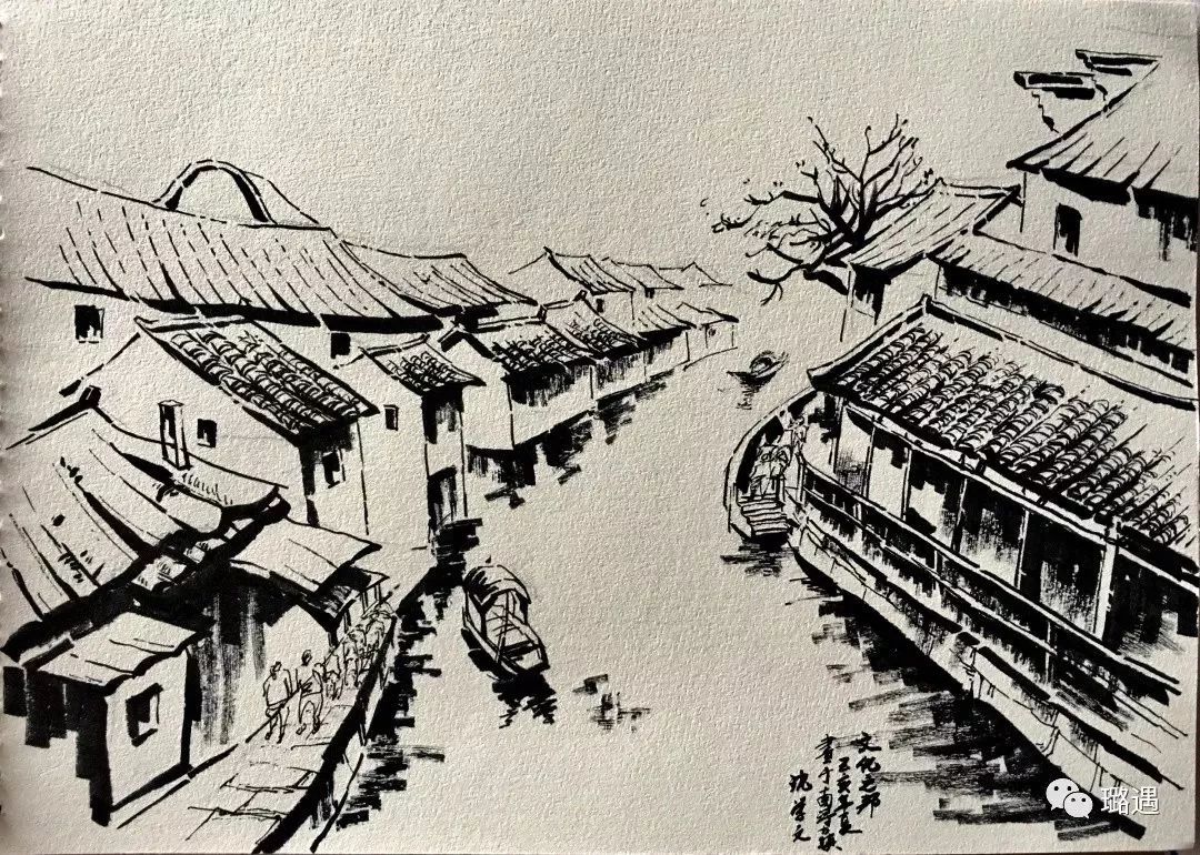 南浔古镇绘画图片