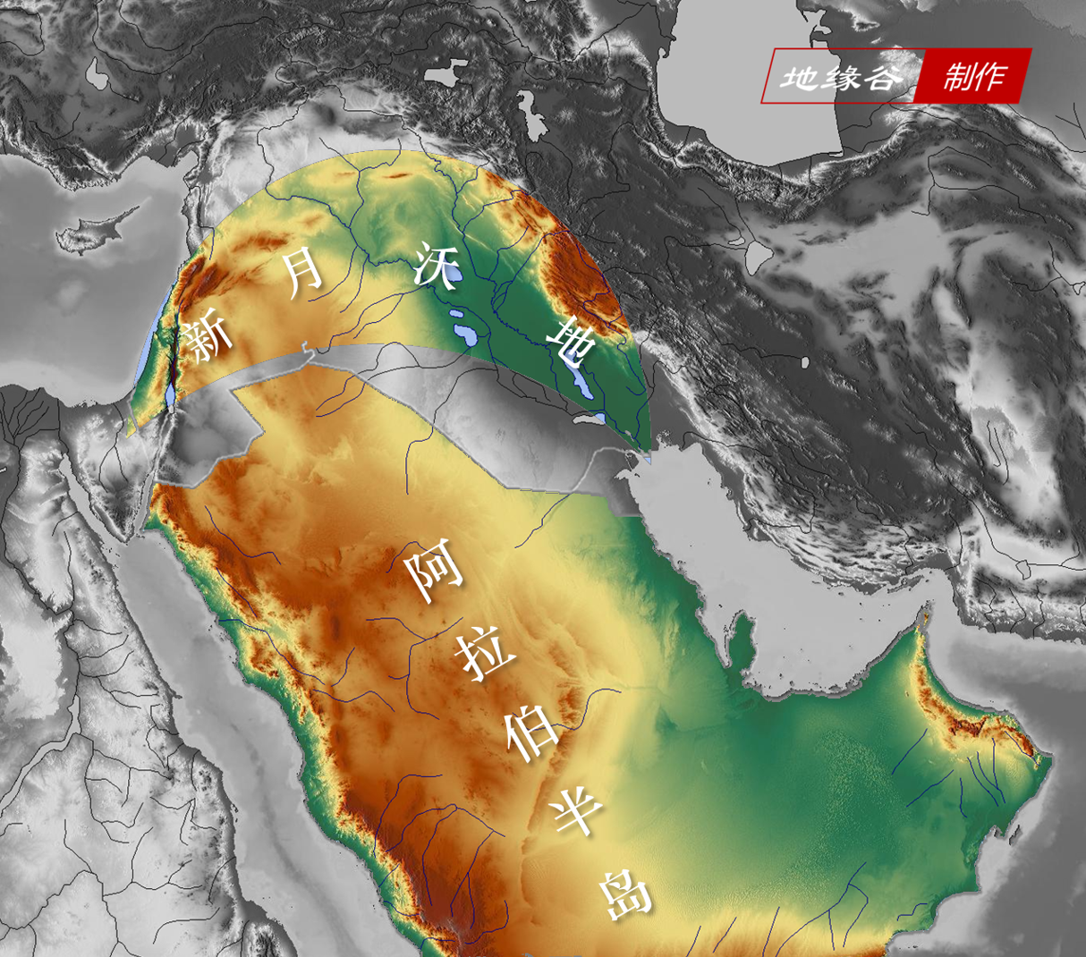阿拉伯半岛地形图图片