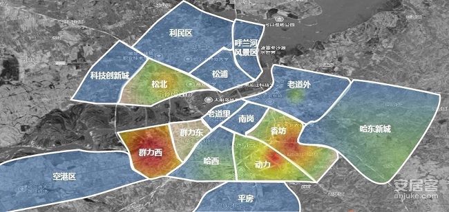 6969从热力地图中可以了解到,群力西区的土地热度明显高于其他