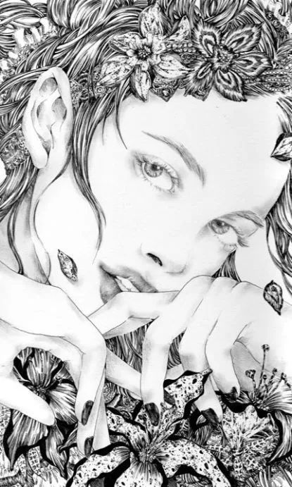 美的过分了日本插画师笔下的细密黑白线条小姐姐