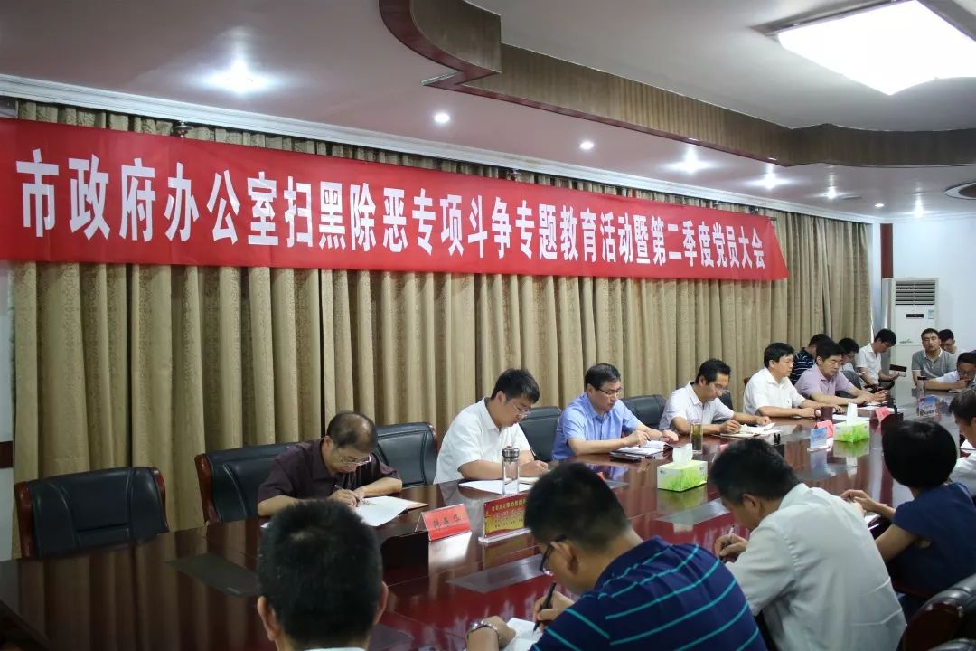 市政府办公室党总支召开扫黑除恶专项斗争专题教育活动暨第二季度党员