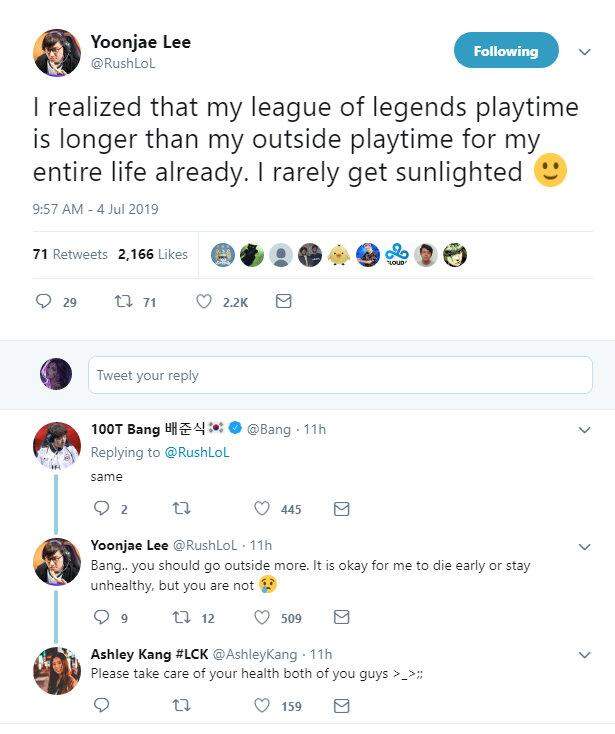 rush感叹职业选手运动太少,英雄联盟占据了他绝大部分的时间