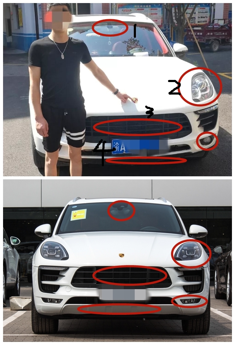 再来看下车尾部,最大的问题出在英文标上,保时捷的英文名是porsche,该