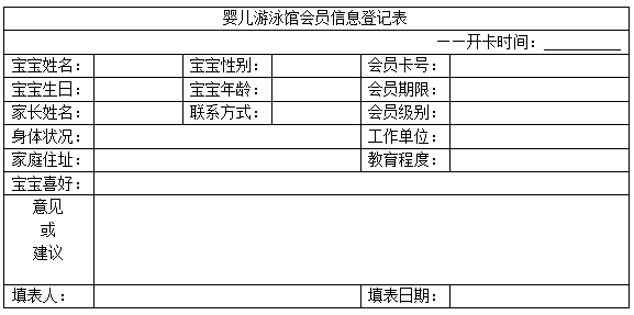 一个好的婴儿游泳馆会员信息登记表,才是留住会员的第一步!