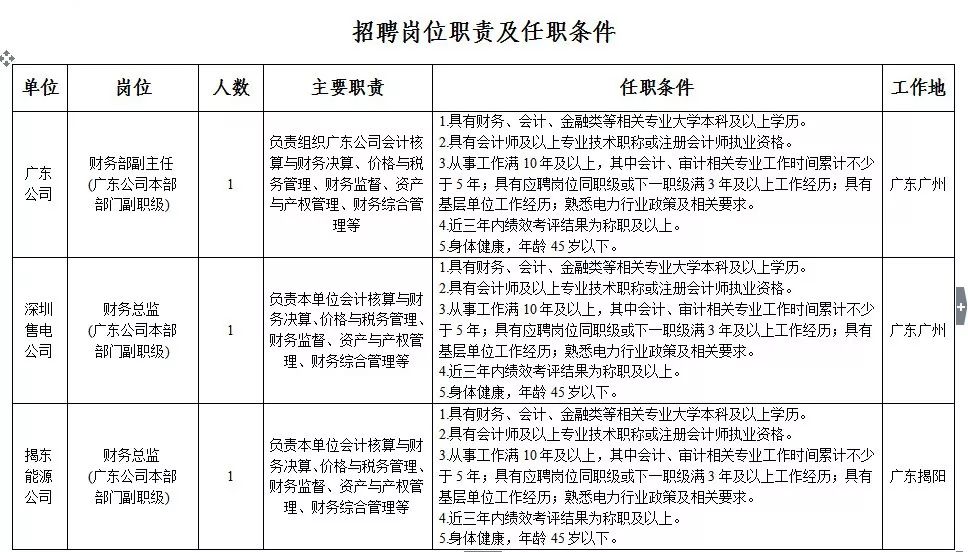 67財務招聘社會招聘國家電投集團廣東公司招聘財務管理幹部