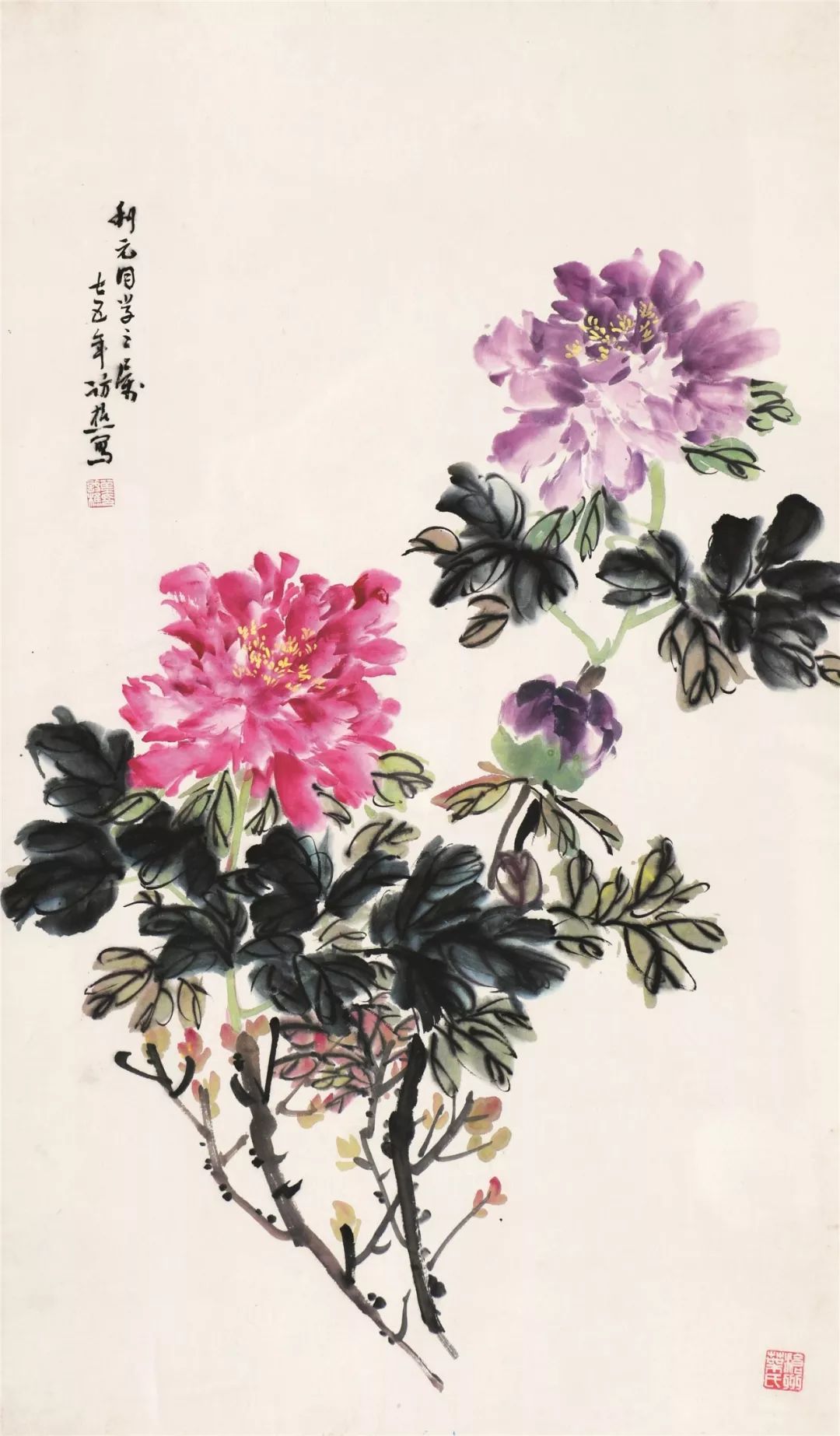 葉訪樵 牡丹 85×51cm陳子林 常樂者壽 136×68cm 136×34cm×2王志平