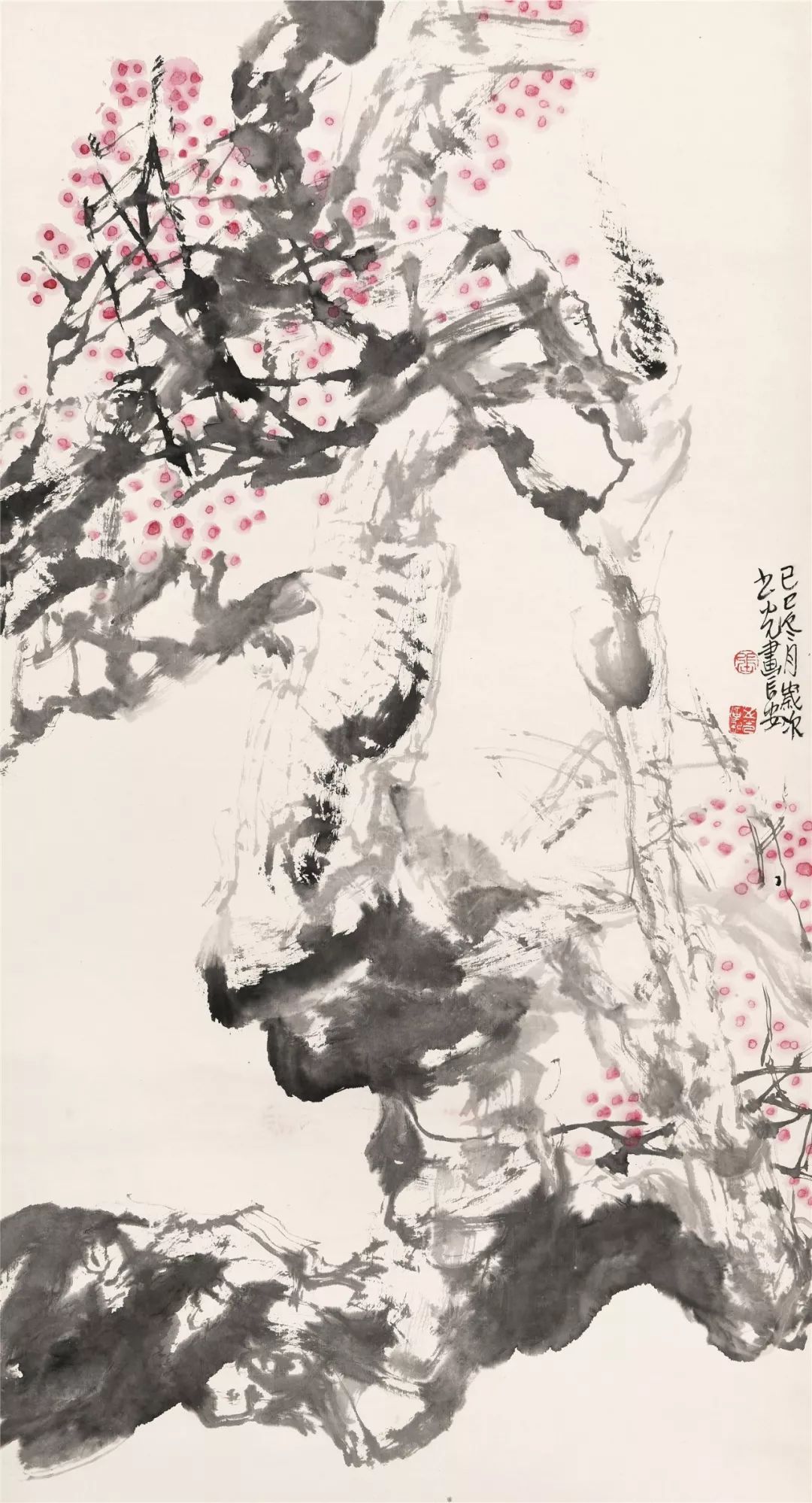 136×68cm郭线庐 晓色戏鸭 136×68cm叶访樵 牡丹 85×51cm陈子林