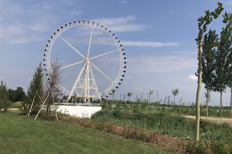 航拍河间市最美景区景和丰尔庄园优美田园风光