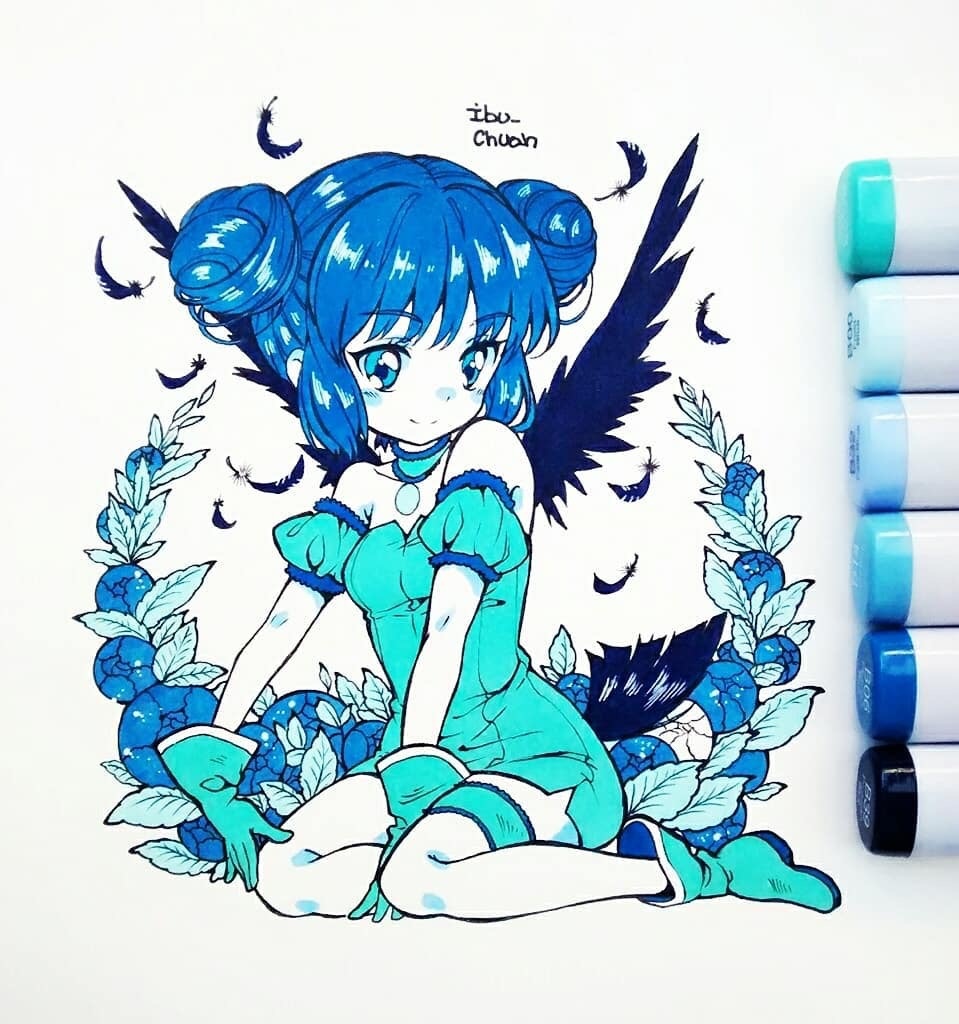 元气十足的萌系美少女,马克笔下的二次元世界