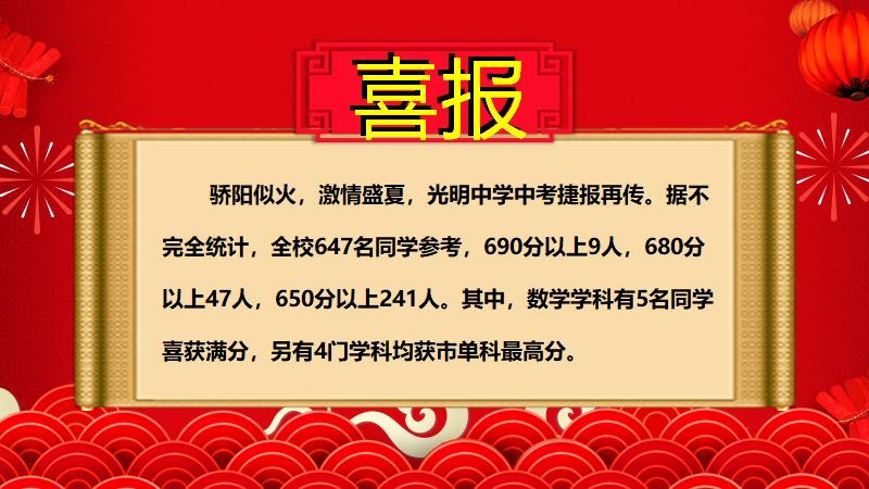 临汾光明中学2019年中考喜报
