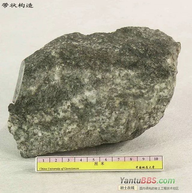 岩(正交镜,锯齿状)照片名称:变成砾岩照片名称:变余层状构造照片名称