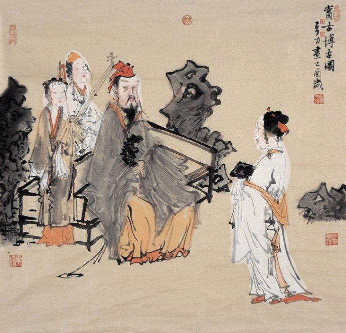 窗竹影摇书案上野泉都入砚池中唐勇力人物画作品精选