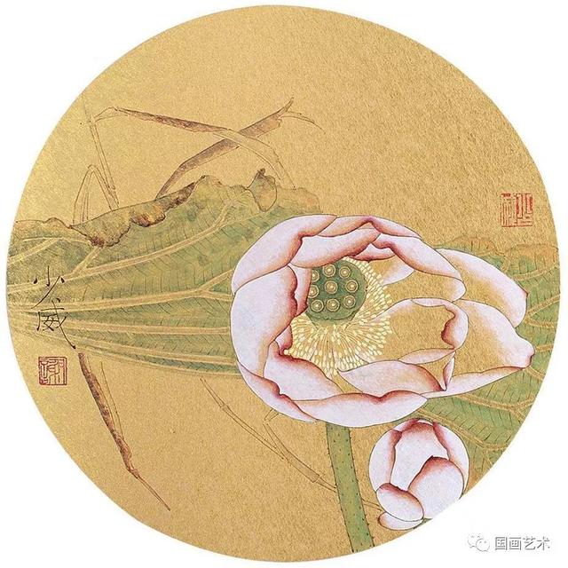 谢少威工笔花卉团扇欣赏