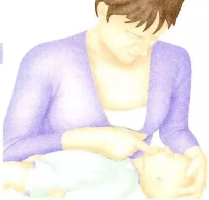 把两个手指放在胸部中间(两乳头连线中点),向下压三分之一的深度.