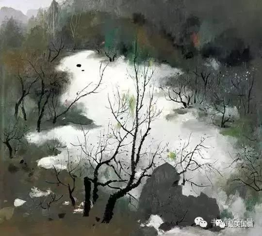 吴冠中山村晴雪图片