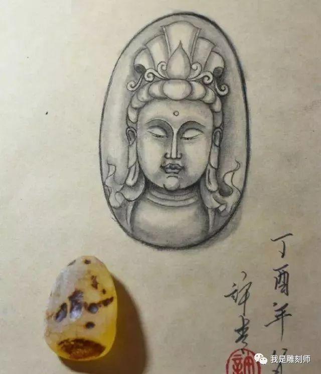 我是雕刻師玉雕素描繪畫工筆線描雕刻設計手稿素材