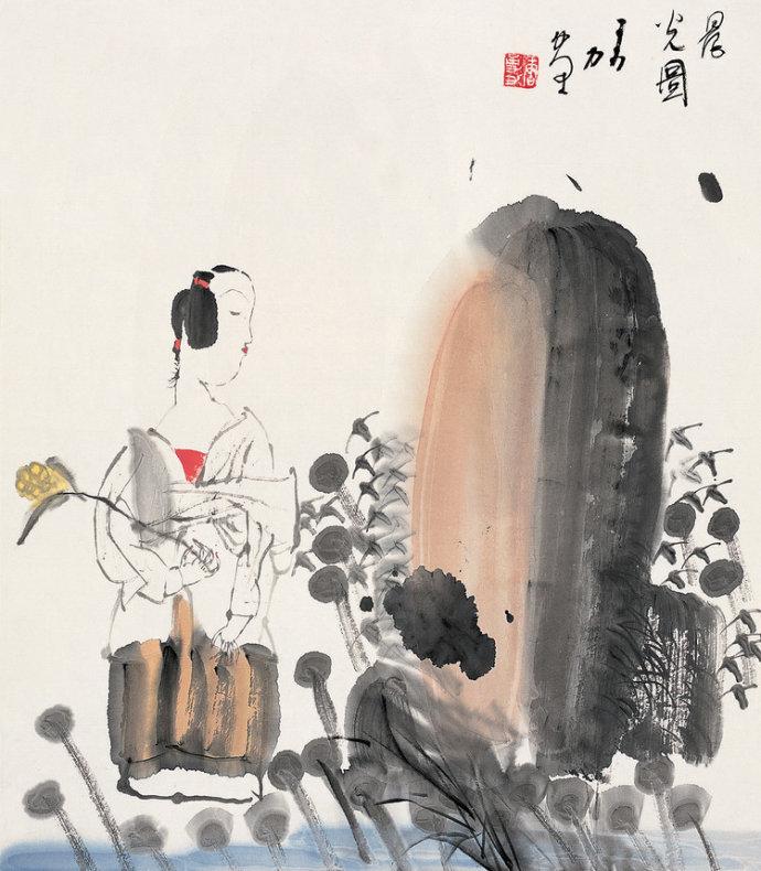 窗竹影摇书案上野泉都入砚池中唐勇力人物画作品精选