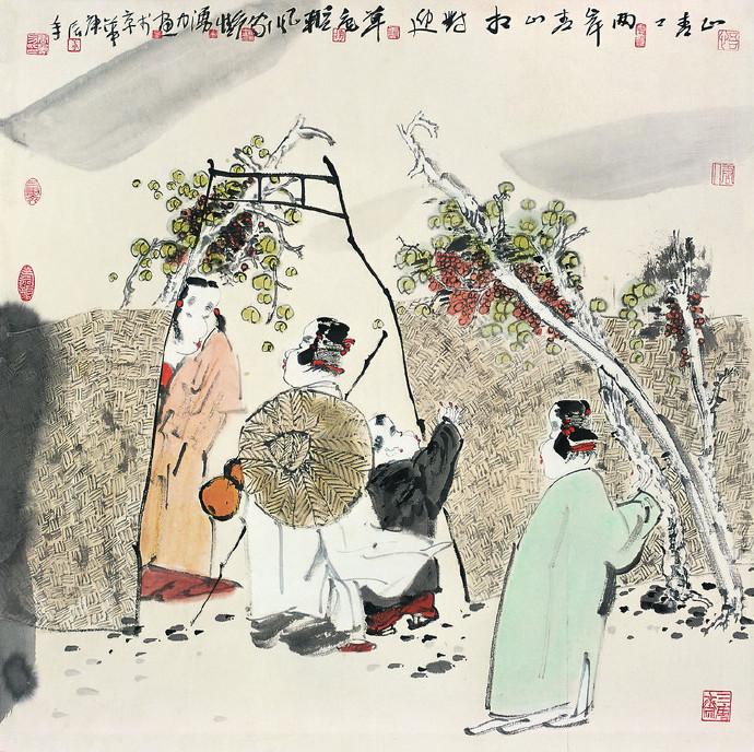 窗竹影摇书案上野泉都入砚池中唐勇力人物画作品精选