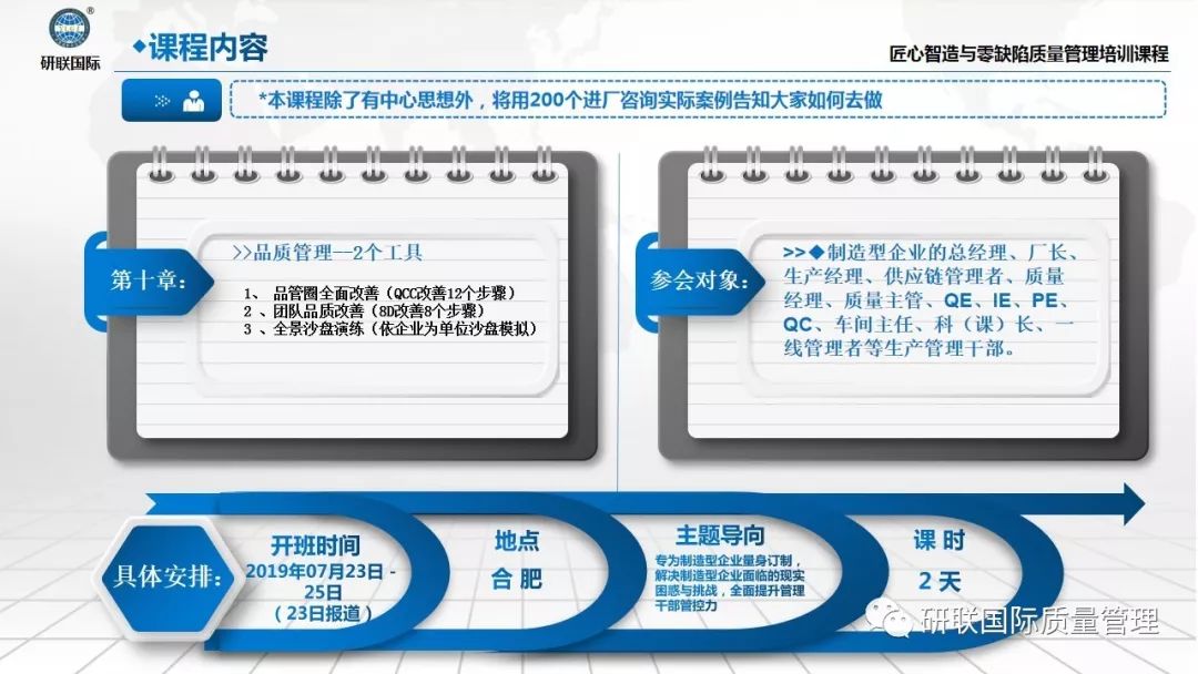 7月23日-25日中國製造2025--《匠心智造與零缺陷質量管理》認證研修班