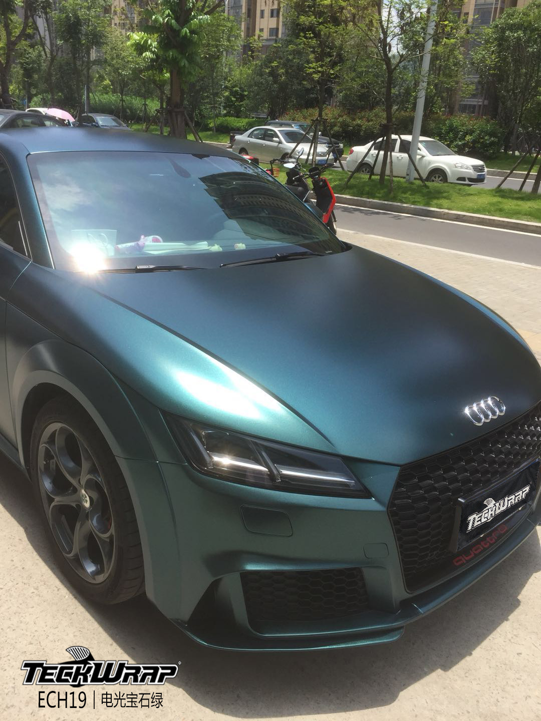 奥迪tt汽车改色贴膜teckwrap美国秃鹰ech19电光宝石绿