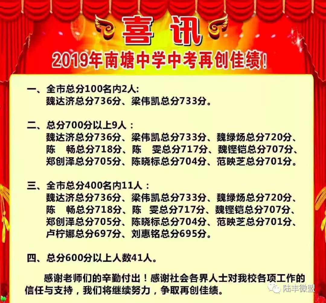 陆丰市南塘中学成绩单图片